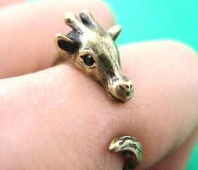 Giraffe Animal Wrap Around Hug Ring in Brass for Women - Sizes 4 to 9 