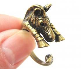 Realistic Zebra Animal Wrap Around Hug Ring in Brass - Sizes 4 to 9