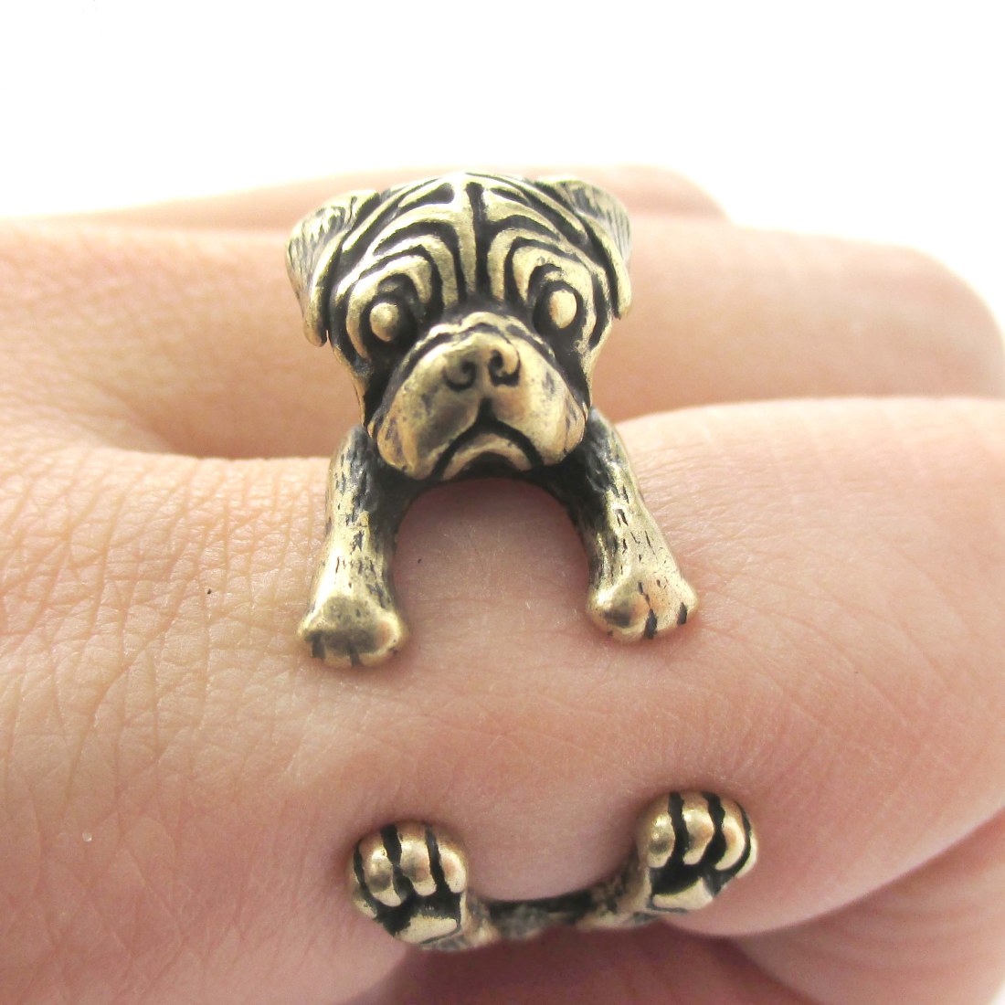 pug ring pug animal ring wrapped around your finger in brass sizes 4 8 5 on luulla pug ring pug animal ring wrapped around your finger in brass sizes 4 8 5 on luulla