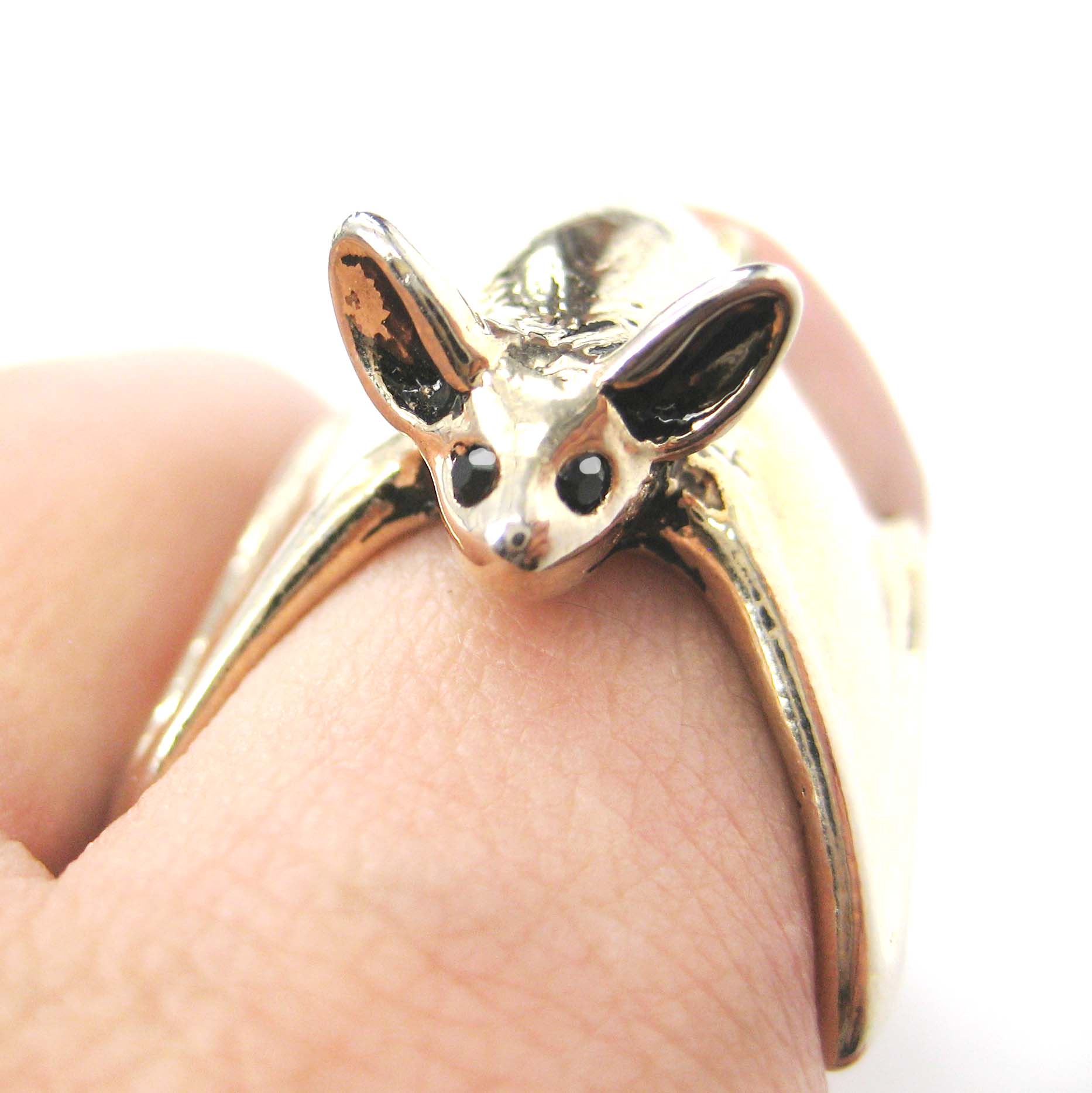 3D Bat Animal Wrap Around Hug Ring In SHINY Gold Sizes 5 To 10